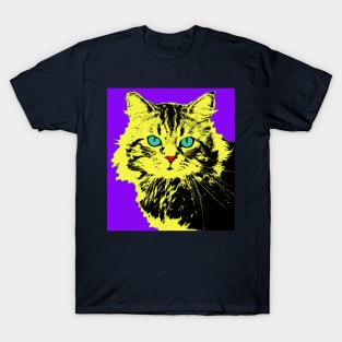 CAT POP ART YELLOW VIOLET T-Shirt